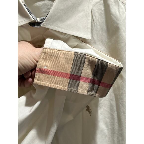 Burberry Brit Men’s Cream Long Sleeve Button Shirt xxl Nova Check Collar Cuff - Picture 3 of 8